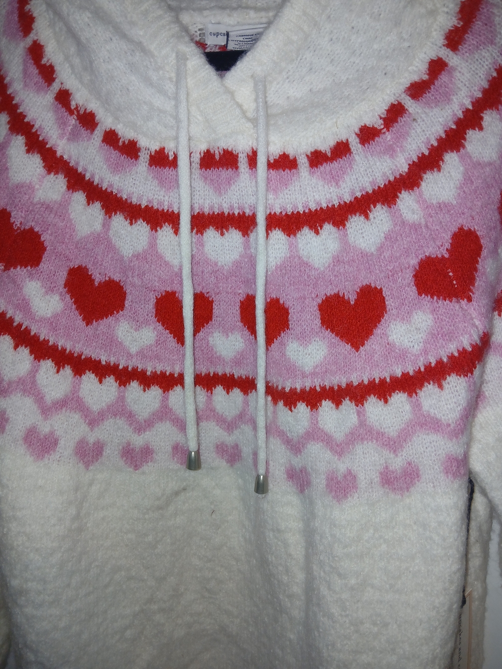 NwT cupcakes & cashmere White Hooded Knit Sweater XL - Picture 4 of 4